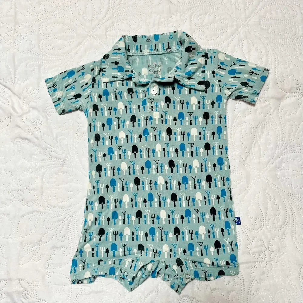Kickee Pants Gardening Tools Romper Size 0-3m